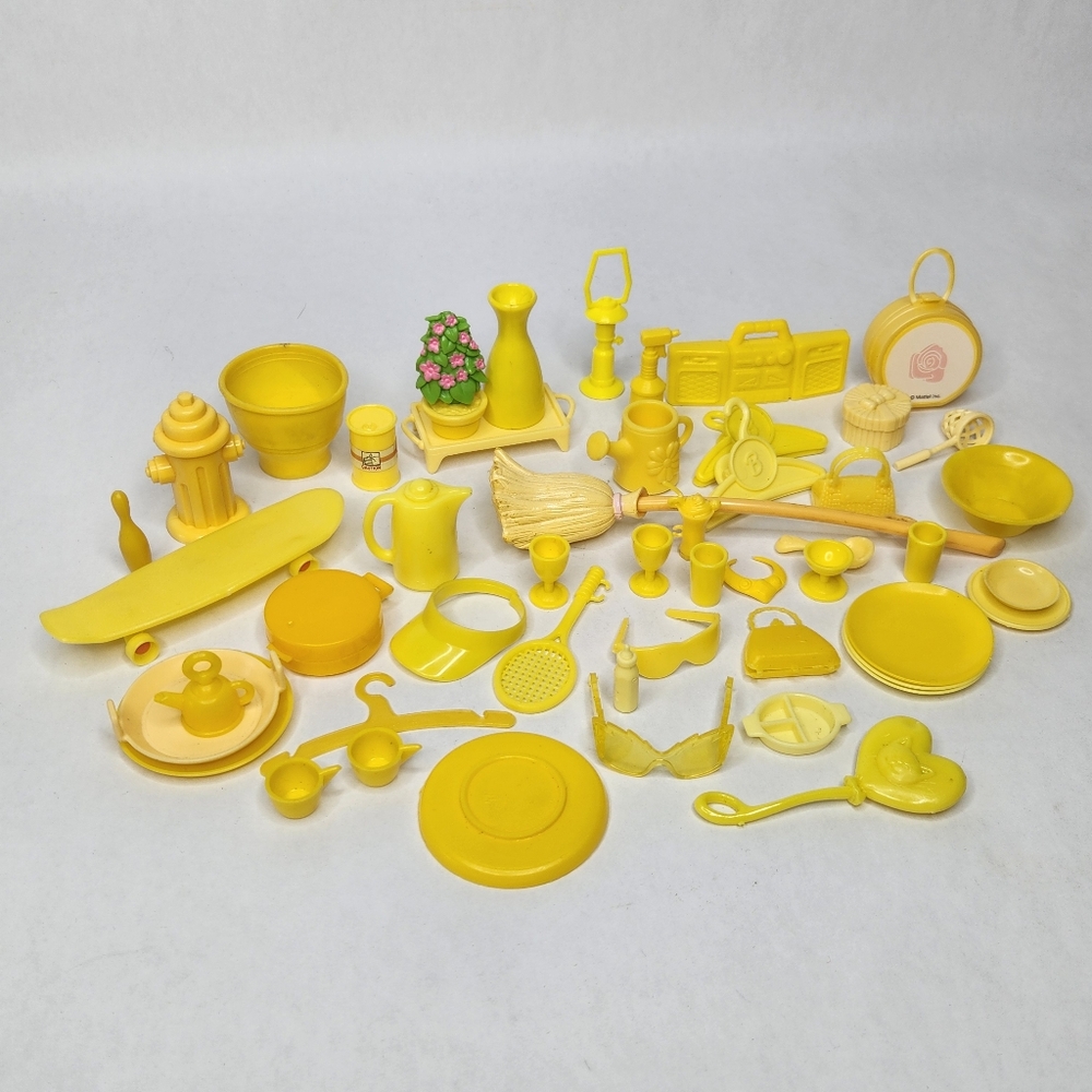 Vintage Yellow Barbie Doll Accessories Toy Lot